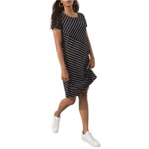 Chico’s Spliced Stripe A-Line Dress - Black/White - Size 0 - US 4-6